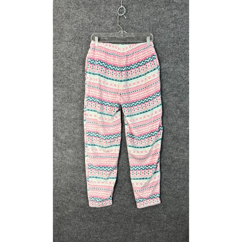Muk Luks Lounge Set Womens Medium Fleece Pink Blue Jacket Pants Cozy 2 Piece